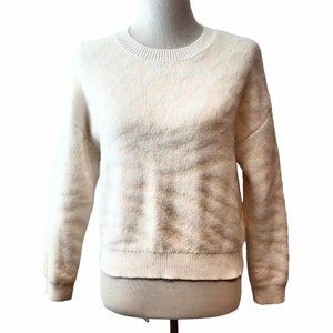 Rails Womens S Chance Ivory Pink Mixed Animal Cotton Wool Cashmere Blend Sweater
